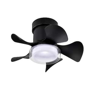21 in. Black Integrated LED Ceiling Fan Lighting Flush Mount with Color Temperatures and Remote Control