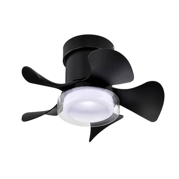 PUDO 21 in. Black Integrated LED Ceiling Fan Lighting Flush Mount with Color Temperatures and Remote Control