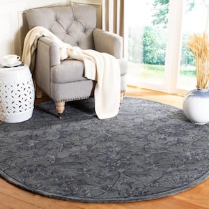 Antiquity Gray/Multi 6 ft. x 6 ft. Round Floral Area Rug