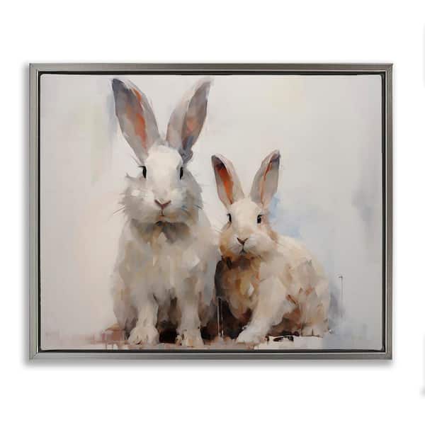Stupell Industries Fluffy Spring Bunnies by Arlington Prints Gray Floater Frame Animal Graphic Art Print 25 in. x 31 in.