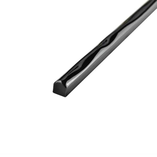 Rugosa Nero Brillo 3/8 in. x 7-7/8 in. Glossy Ceramic Wall Tile Trim