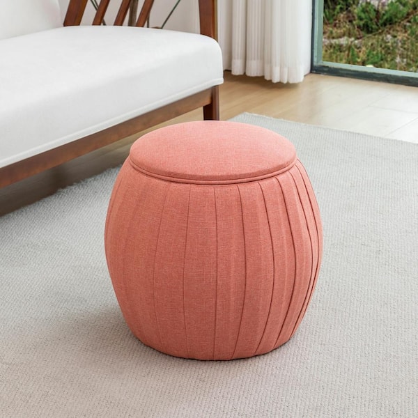 Convenience Concepts Designs4Comfort Vanessa Coral Fabric Round Storage Ottoman