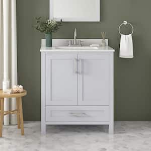 Moorside 30 in. W x 19 in. D x 34 in. H Single Sink Bath Vanity in Dove Gray with White Engineered Stone Top