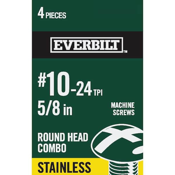 Everbilt #10-24 x 5/8 in. Combo Round Head Stainless Steel Machine Screw (4-Pack)