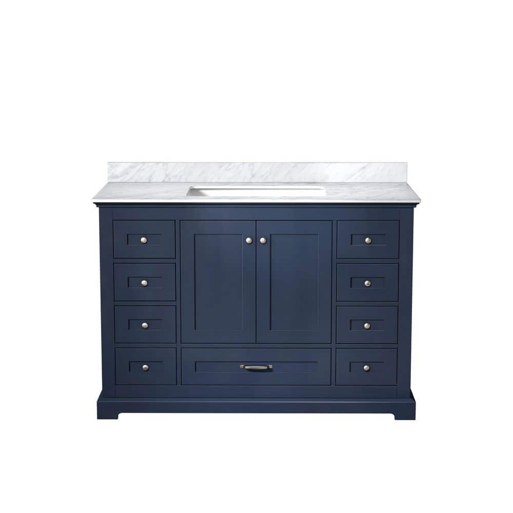 Navy Blue 48" Single Vanity with Carrara Marble Top