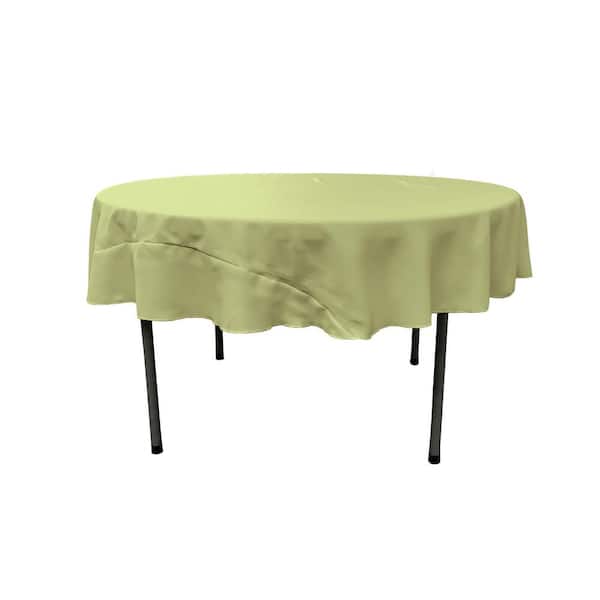 LA Linen Sage 72 in. Round Polyester Poplin Tablecloth