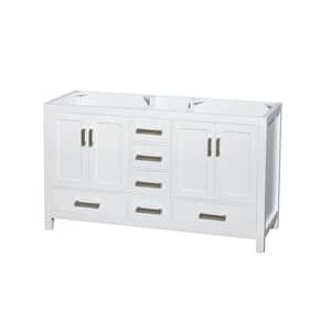 Sheffield 59 in. W x 21.5 in. D x 34.25 in. H Double Bath Vanity Cabinet without Top in White