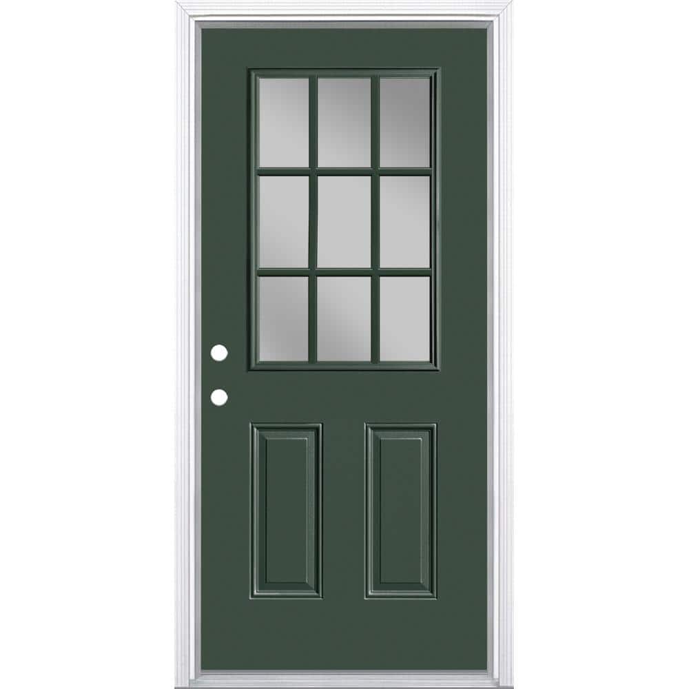 36 in. x 80 in. 9 Lite Right-Hand Inswing Painted Steel Prehung Front Exterior Door with Brickmold price history on PriceWatchPro