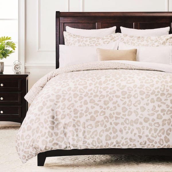 Chanasya Leopard Print Reversible Microfiber Duvet Cover Set, Queen