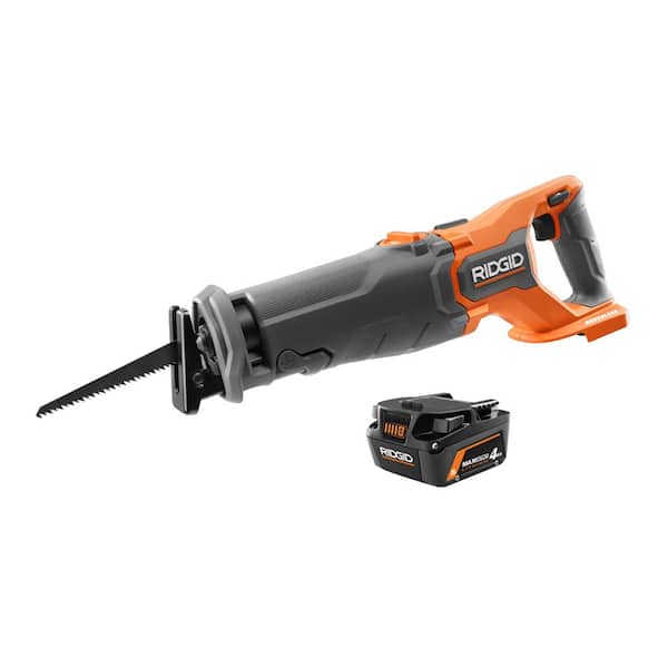 RIDGID 18V Brushless Cordless Reciprocating Saw Kit with 18V 4.0 Ah MAX Output Lithium-Ion Battery
