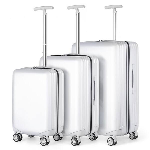 HIKOLAYAE Grand Creek Nested Hardside Luggage Set in White, 3 Piece