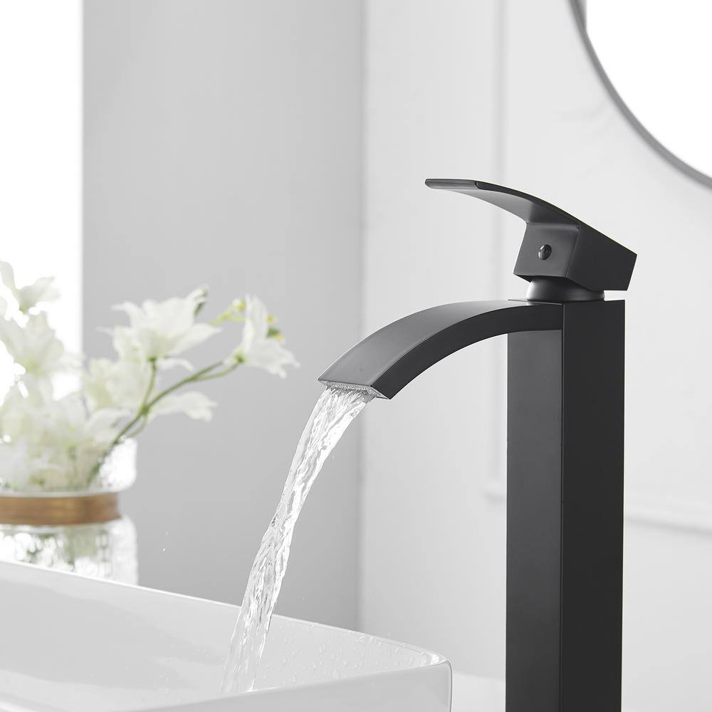 Matte Black Stainless Steel High Arc Bathroom Faucet