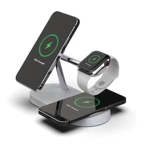 Etokfoks 3 in 1 White Wireless Charging Station Wireless Charger for iPhone/Android,  Smart Watch and Airpods MLPH005LT182 - The Home Depot