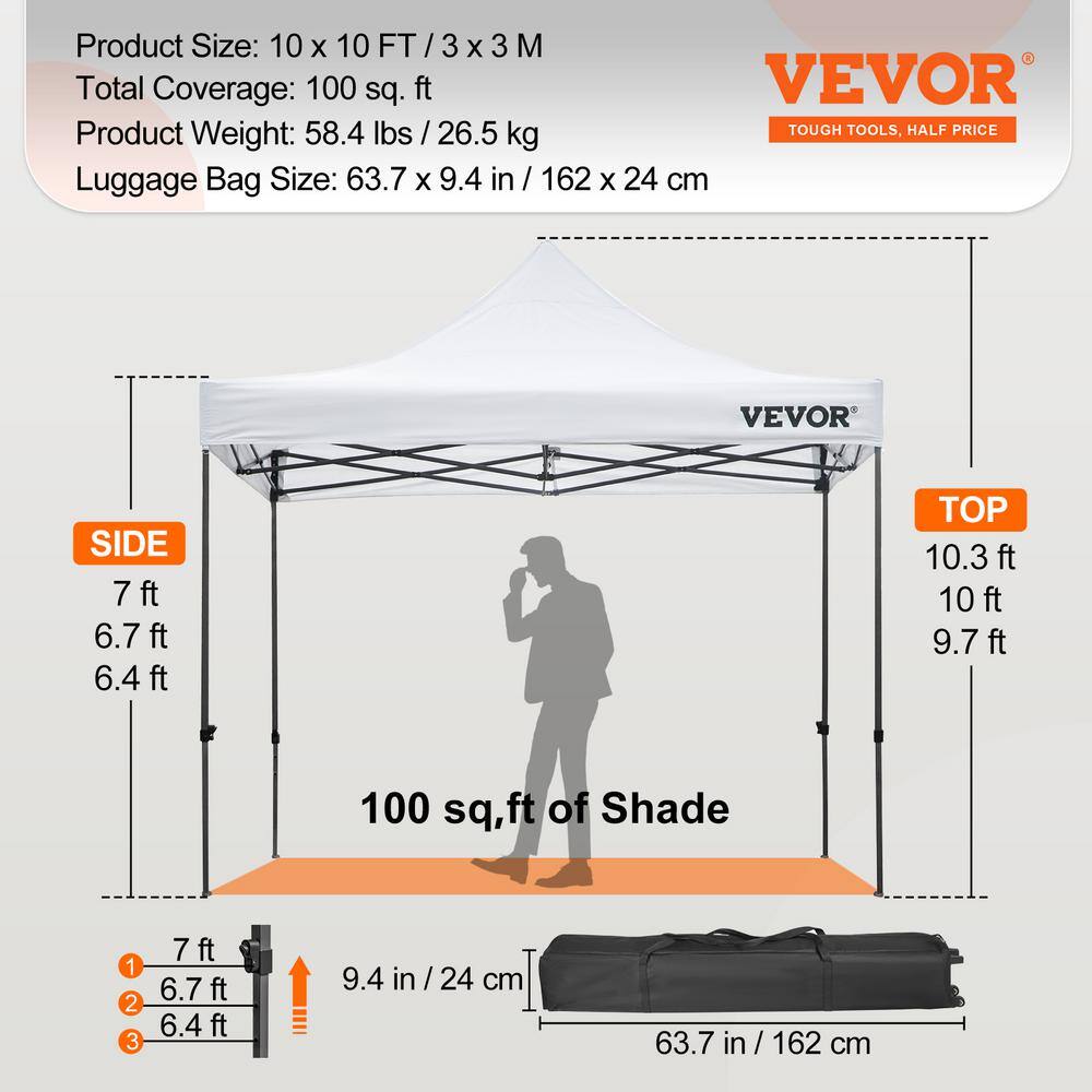 White 10 x 10 ft Outdoor Patio Gazebo Tent with PVC-Coated Polyester Top
