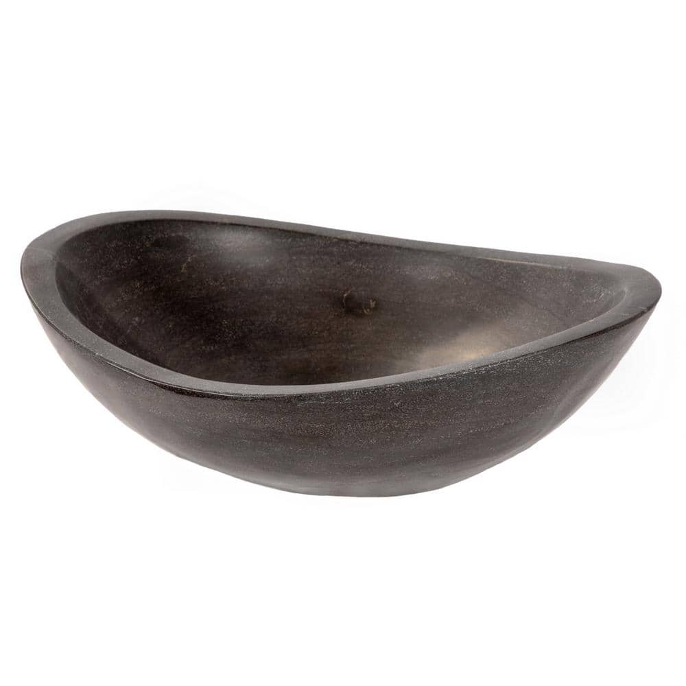 Honed Black Limestone Canoe Shaped Bathroom Sink