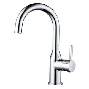 Single Handle Gooseneck Bar Faucet with 360 Swivel in Polished Chrome