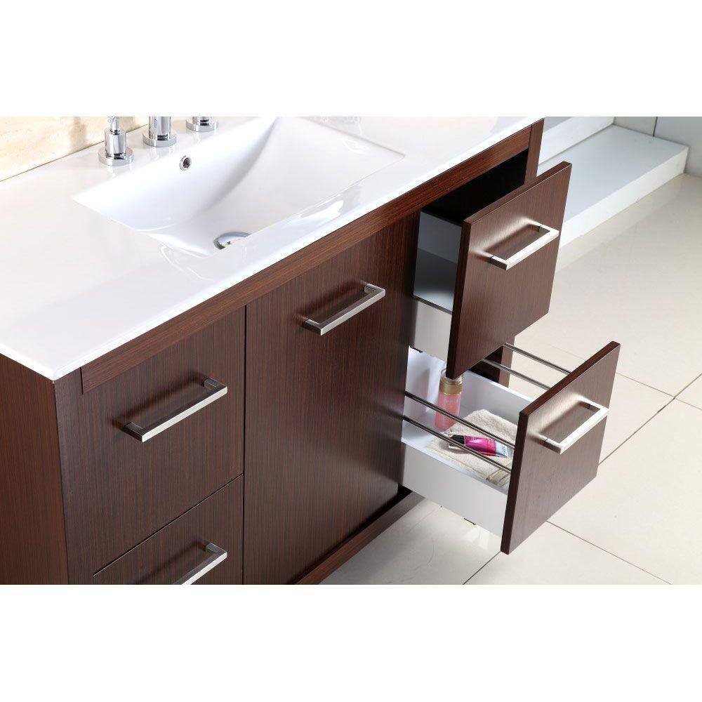 Wenge 48'' Single Freestanding Bathroom Vanity with Ceramic Top