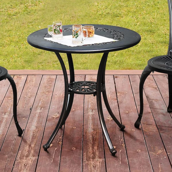 DEXTRUS 25.5 in. Cast Aluminum Outdoor Dining Table
