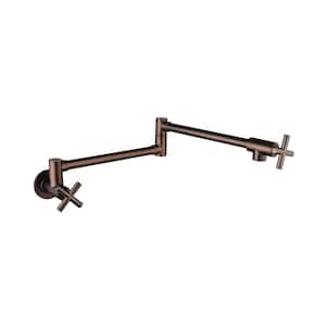 Wall Mounted Brass Pot Filler Faucet with Double Joint Swing Arm in Bronze