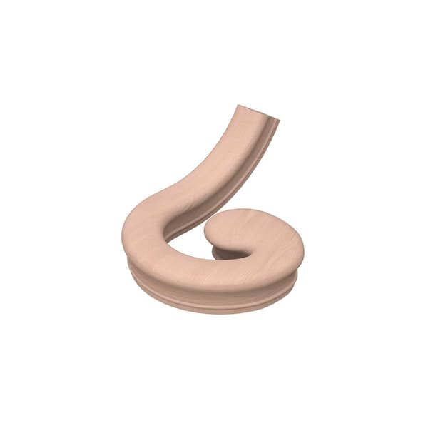 Stair Parts 7035 Unfinished Red Oak Right-Hand Volute Handrail Fitting