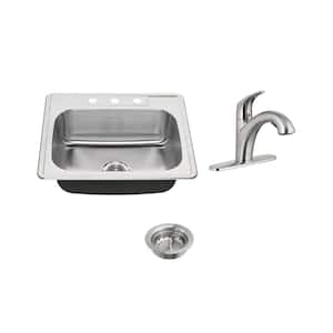 Colony ADA All-in-One Drop-In Stainless Steel 25 in. 3-Hole Single Bowl Kitchen Sink with Faucet in Stainless Steel