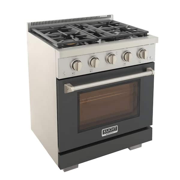 Kucht Professional 30 in. 4.2 Cu. ft. 4 Burners Freestanding Propane GAS Range in Grey with Convection Oven