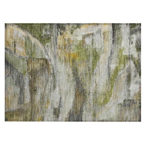 Addison Rugs Chantille Machine Washable Indoor/Outdoor Abstract ACN2039 Olive 1 ft. 8 in. x 2 ft. 6 in. Accent Rug