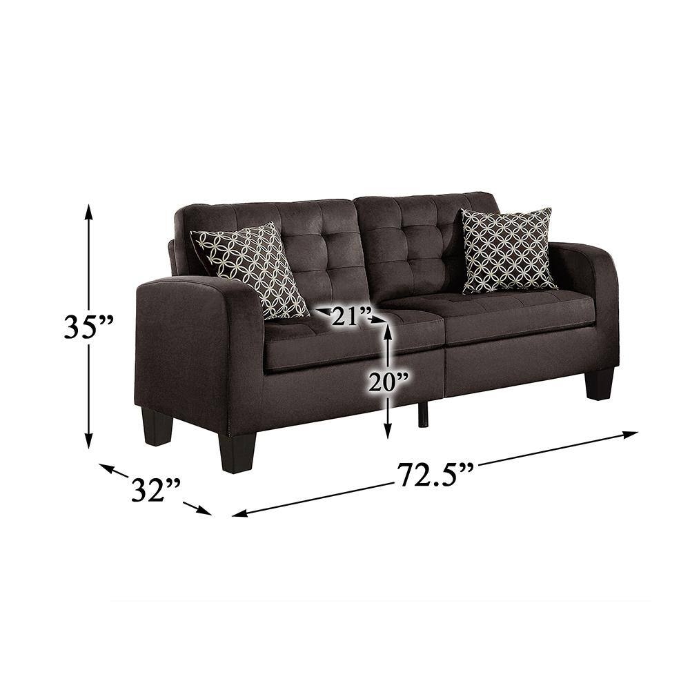 Sinclair Chocolate Upholstered Sofa with Decorative Pillows