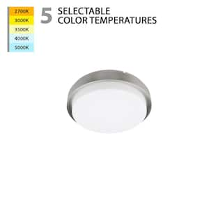 Lithium 11 in. 1-Light Brushed Nickel LED Flush Mount