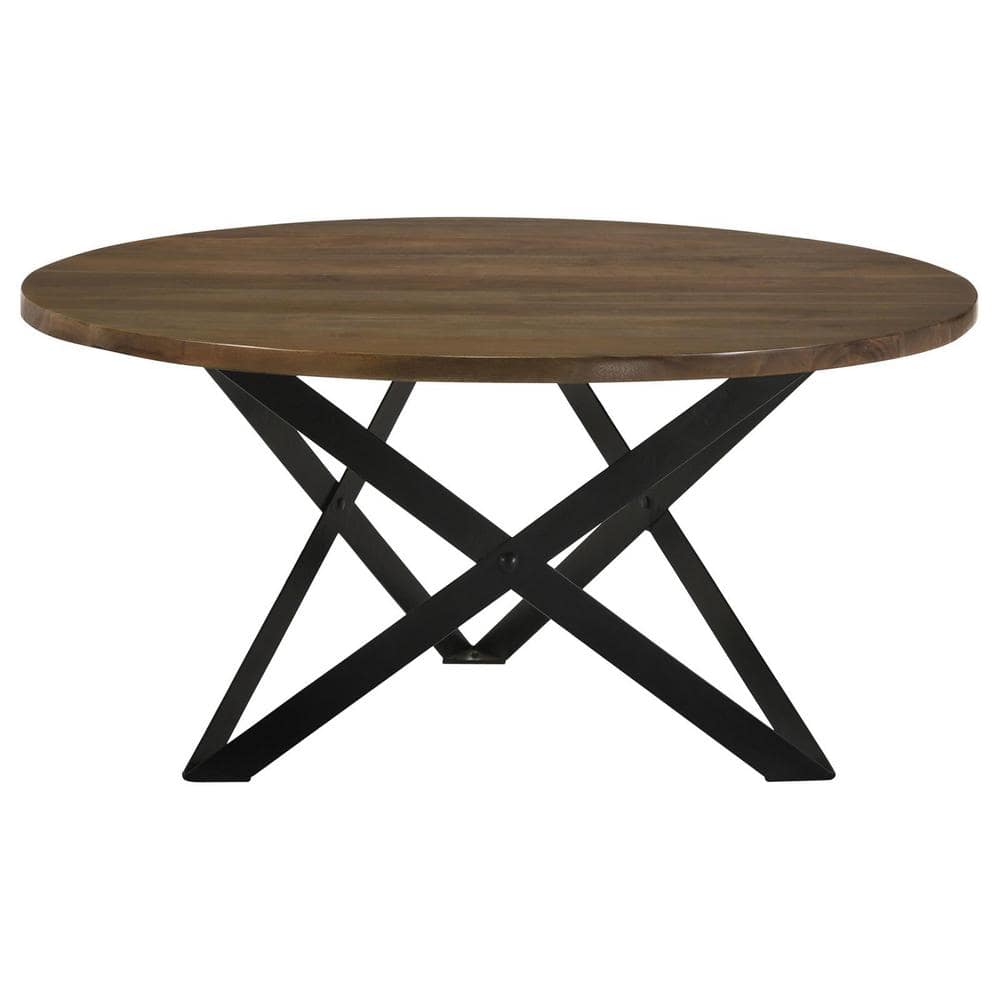 Coaster Home Furnishings Zack 36 in. Smokey Grey and Black Round Wood Top Coffee Table -  753498