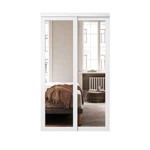 48 in. x 80 in. 1 Lite Mirrowed Glass White Finished Closet Sliding Door with Hardware