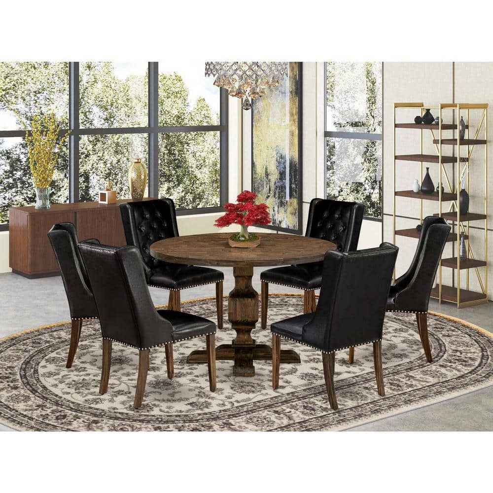 3-Piece Distressed Jacobean Finish Solid Wood Top Dining Table with 2-Chairs with Lattice Back price history on PriceWatchPro