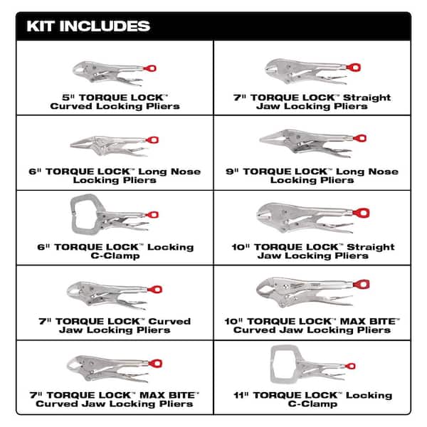 Torque Lock Locking Pliers Kit (10-Piece) with PACKOUT Backpack