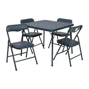 Navy 5 Piece Kids Game and Folding Table and Chair Set