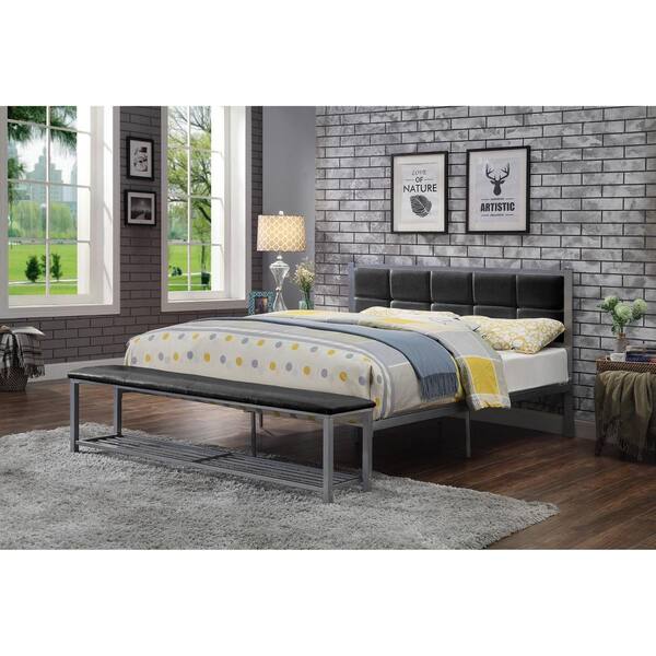 Furniture Of America Karina Black And, Silver Queen Platform Bed Frame