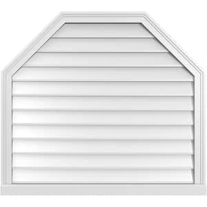 38 in. x 34 in. Octagonal Top Surface Mount PVC Gable Vent: Decorative with Brickmould Sill Frame