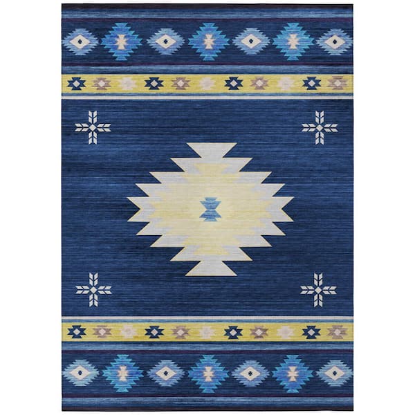 Sonora Blue 5 ft. x 7 ft. 6 in. Geometric Indoor/Outdoor Area Rug