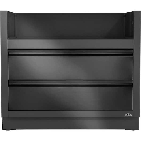 OASIS 40.50 in. Matte Black 2-Drawer Under Grill Cabinet for Built-in Prestige PRO 665