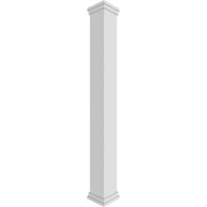 7-5/8 in. x 10 ft. Premium Square Non-Tapered, Smooth PVC Column Wrap Kit, Prairie Capital and Base