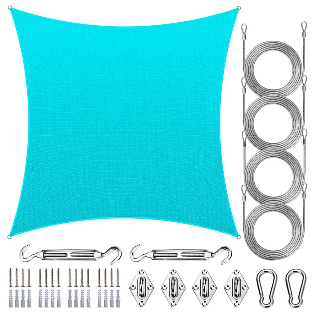 10 ft. x 10 ft. Square Sun Shade Sail with Hardware Kit and Rope-Turquoise price history on PriceWatchPro