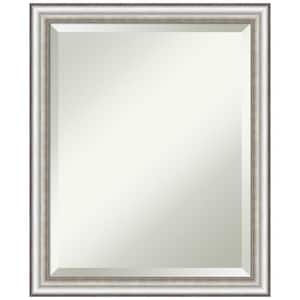 Salon Silver Narrow 18.5 in. W x 22.5 in. H Framed Beveled Bathroom Vanity Mirror in Silver
