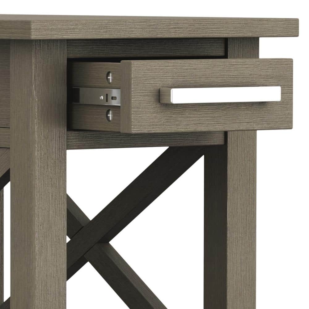 Farmhouse Gray Solid Wood Narrow End Table with Storage