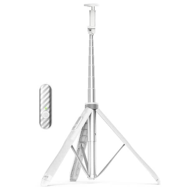 OBJLGEV 51 Selfie Stick Tripod Extendable Phone Stand with Bluetooth Remote 360° Rotation for iPhone Android Vlogging White