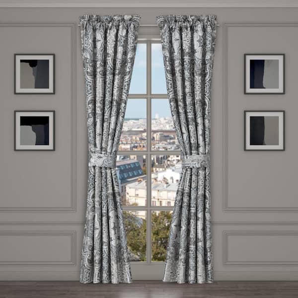 Lisbon Slate Damask Polyester Window Panel 50 in. W X 84 in. L (Set of 2)