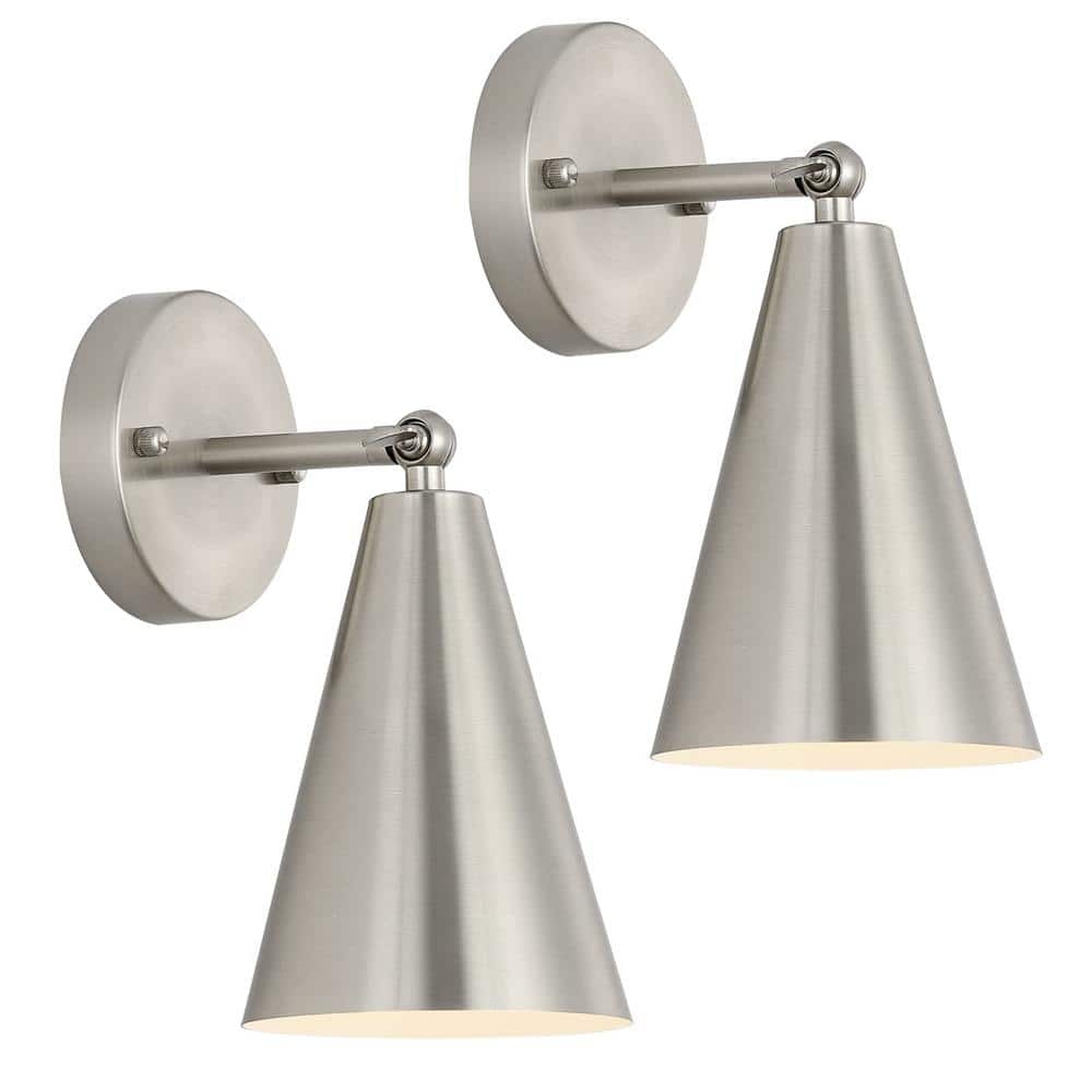 Industrial 4.72 in. 1 Light Brushed Nickel Modern Smart Home Wall Sconce wi