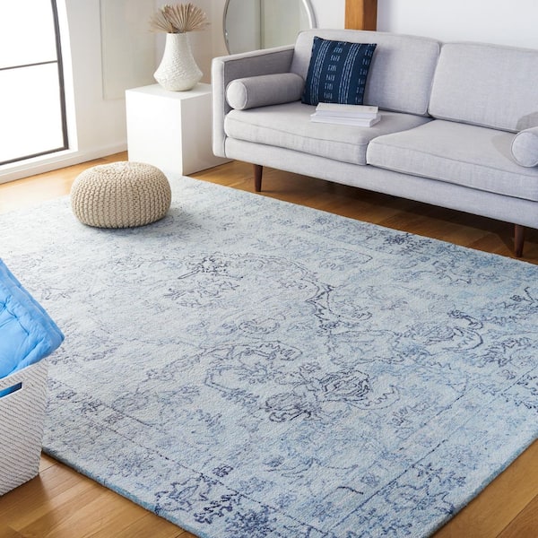 Marquee 9 ft. x 12 ft. Light Blue/Navy Oriental Area Rug