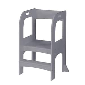 Gray MDF Child Standing Tower, Step Stool for Kitchen, Bathroom and Counter (Set of 1)
