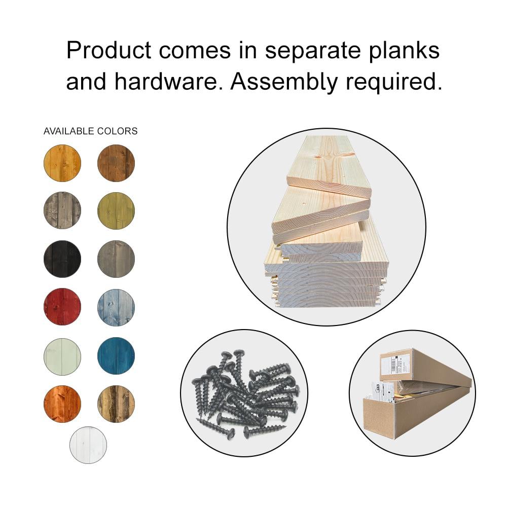 Weather Oak Pine Wood Sliding Barn Door with Hardware Kit