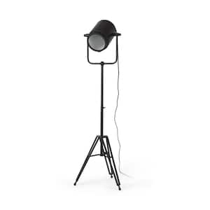 61 in. Black One 1-Way (On/Off) Standard Floor Lamp for Living Room with Metal Drum Shade