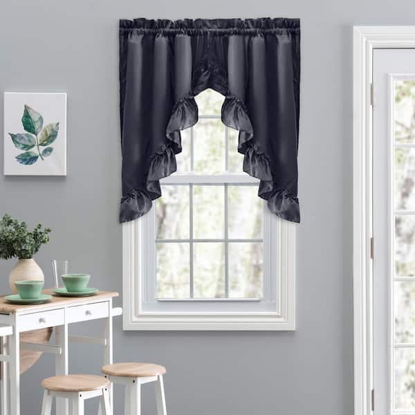 Ellis Curtain Stacey 38 in. L Polyester/Cotton Swag Valance Pair in Navy
